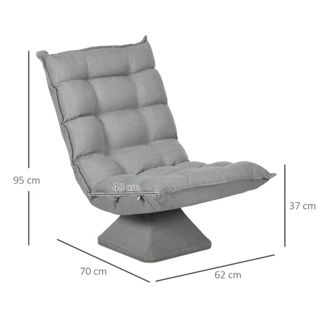 Rootz Fauteuil - Leesstoel - Draaibaar - Zitkussen - Vloerbank - Imitatielinnen - Fluweellook - Lichtgrijs - 62 cm x 70 cm x 95 cm