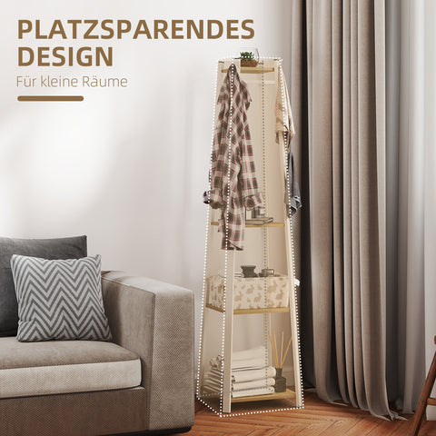 Rootz Clothes Rack - Coat Stand - Wardrobe Organizer - Space Saving - White and Brown- 42cm x 42cm x 170cm