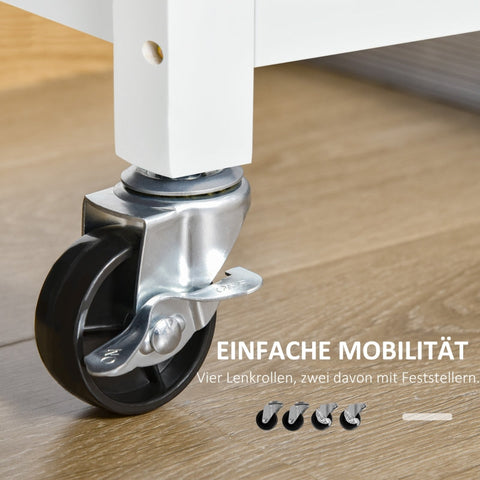 Rootz Kitchen Trolley Stand Shelf - Rollable Serving Trolley - Mobile Kitchen Cart - Ample Storage - Elegant Design - Durable Rubber Wood - 108cm x 45cm x 89cm