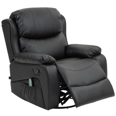 Rootz TV Armchair with Massage Function - Heated Cinema Chair - 360° Rotation - Rocker Recliner - 8 Massage Points - Thick Padding - Remote Control - 97cm x 92cm x 104cm