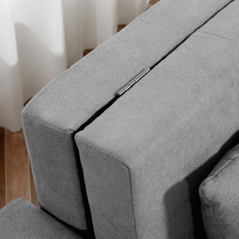 Rootz 2 Seater Sofa Bed with Hidden Storage - Sleeper Sofa - Convertible Couch - Comfort, Style, Functionality - 152W x 101D x 81H cm - Polycotton Gray