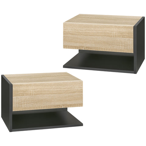 Rootz Set of 2 Wall Night Tables - Bedside Tables - Nightstands - Elegant & Modern - 46cm x 30cm x 30cm