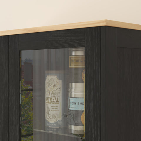 Rootz Kitchen Buffet Display Cabinet - Modern Storage Cabinet - Height-Adjustable Shelves - 76x36x160cm