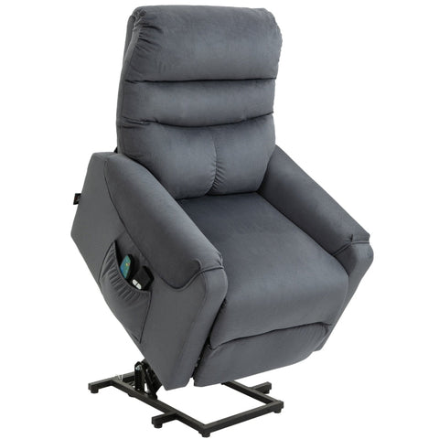 Rootz Power Lift Recliner Chair - Senior Friendly - Electric TV Recliner - Vibration Massage - Heating Pads - Dark Gray - 79cm x 97cm x 103cm