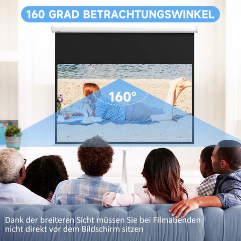 Rootz Projector Screen with Stand - 80 Inch - Wrinkle-Resistant - Wide Viewing Angle - Wall/Ceiling Mount - 172cm x 96cm - 16:9