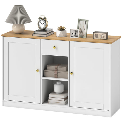 Rootz Kitchen Chest of Drawers - Sideboard Storage Unit - White Cabinet - Ample Storage - 120cm x 35cm x 75.2cm