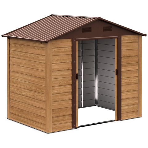 Rootz Steel Tool Shed - Lockable Double Door - Garden Storage - Durable Construction - Optimal Ventilation - 1.96 x 2.36 x 2.08 m