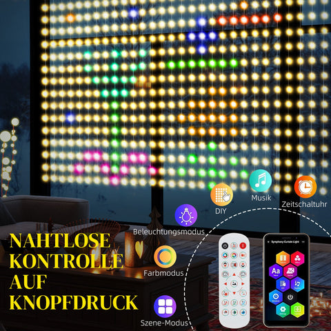 Rootz Curtain with 400 LED Lights - String Lights - Dynamic Lighting - Music Sync - Wi-Fi Control - 300cm x 300cm