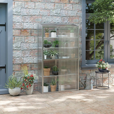 Rootz Greenhouse - Plant Shelter - Garden Conservatory - Extend Growth Period - Protect from Insects and Frost - Adjustable Shelves - 100L x 33W x 162/171H cm - Aluminum Alloy and Polycarbonate