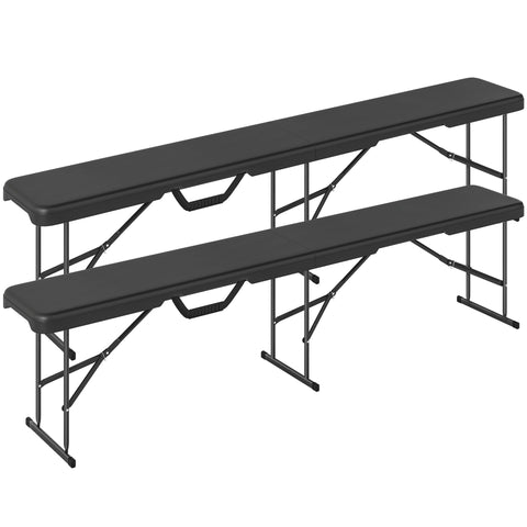 Rootz Camping Bank - Outdoor Bench - Party Bench - 240kg Capacity - Black - Waterproof HDPE - 182cm x 42cm x 28cm