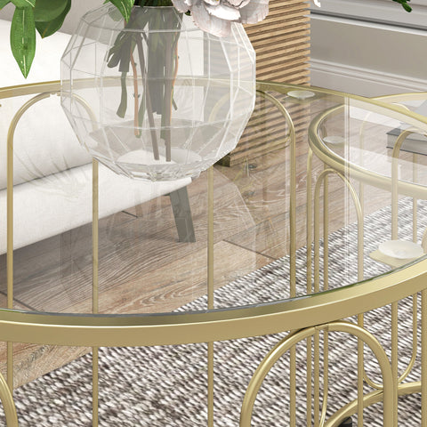 Rootz Nesting Coffee Tables Set - Glass End Tables - Modern Side Table - Elegant Design - 50x50cm & 40x40cm