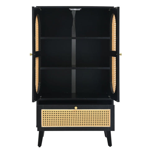 Rootz Elegant Black Sideboard - Storage Cabinet - Versatile Furniture - Height-Adjustable Legs - 60L x 40W x 110.5H cm