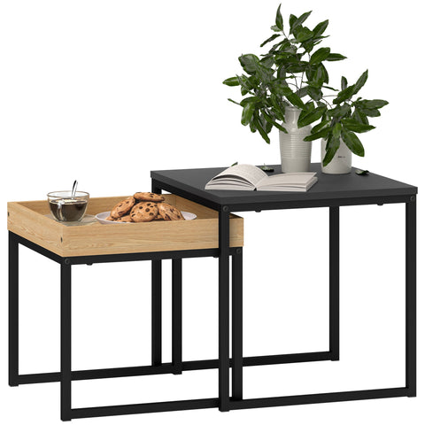 Rootz Modern Coffee Table Set - Coffee Tables - Side Tables - Durable MDF Steel - 45x45x45cm & 40x40x40cm