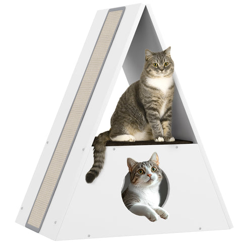 Rootz Katzenhaus 2-Level Cat House - Cat Condo - Cat Shelter - Scratch Areas - Plush Carpets - 61x38x69cm