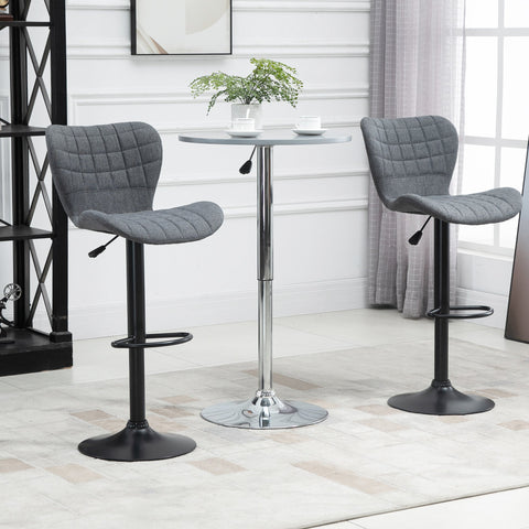 Rootz 2 Piece Set Bar Stool - Adjustable Stools - Swivel Chairs - Ergonomic Comfort - 47L x 51.5B x 89-109H cm