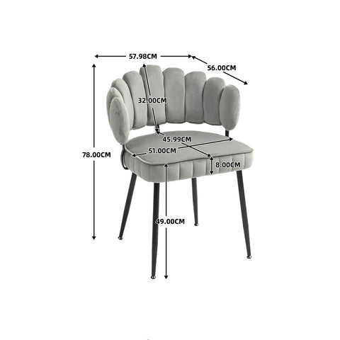 Rootz Set of 2 Velvet Dining Chairs - Dining Room Chairs - Living Room Chairs - Excellent Support - 57.98cm x 56cm x 78cm