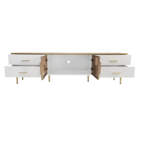 Rootz Marble-Look TV Cabinet - Media Console - Entertainment Unit - Spacious Storage - 170L x 37W x 47.5H cm