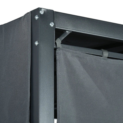 Rootz Outdoor PE Rattan Swing Bed - Canopy with Cushions - Pergola Gazebo - Weather Resistant - Gray - 235cm x 180cm x 210cm