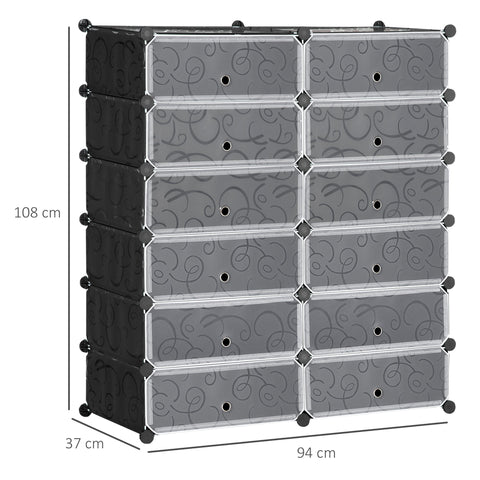 Rootz Shoe Rack - Storage Organizer - Shoe Shelf - Modular Design - Holds 24 Pairs - 94cm x 37cm x 108cm