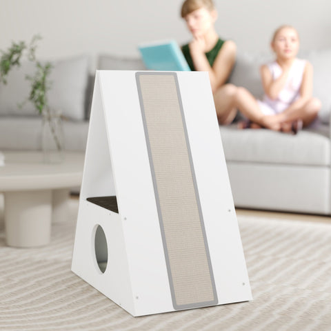 Rootz Katzenhaus 2-Level Cat House - Cat Condo - Cat Shelter - Scratch Areas - Plush Carpets - 61x38x69cm