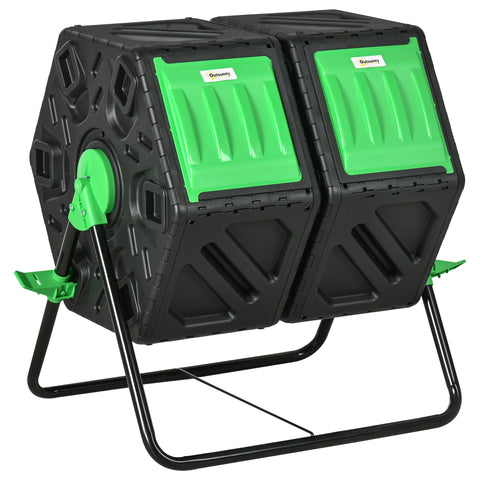 Rootz Garden Composter - Compost Bin - Waste Receptacle - 360° Rotatable - 130L Capacity - 67 x 60 x 77 cm - Black-Green