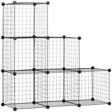 Rootz Metal Cube Shelf - Dice Cabinet - Modular Storage - Flexible Design - 109L x 37B x 109H cm - Black