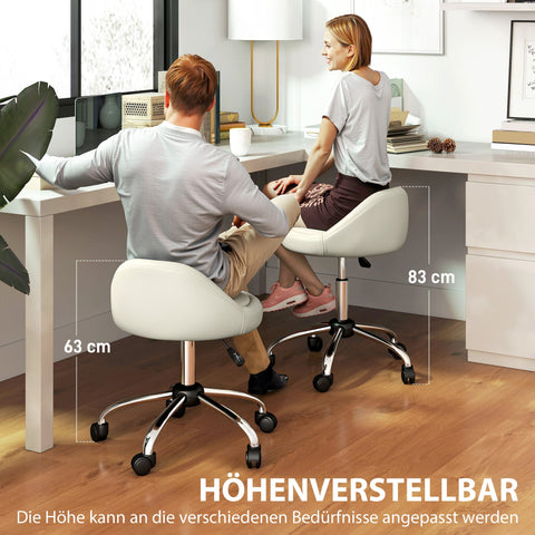 Rootz Rotating Stool - Roll Stool - Height Adjustable Chair - Comfort & Flexibility - 50cm x 50cm x 83cm - White Synthetic Leather