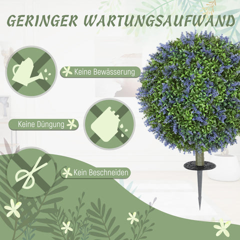 Rootz Artificial Lavender Tree Set - Faux Plants - Decorative Trees - UV-Resistant - Ø40 x 60H cm