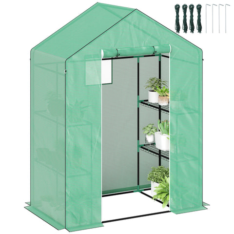 Rootz Walk-In Greenhouse with Shelves - Mini-Greenhouse - UV-Resistant - Optimal Temperature Control - 143l x 74b x 190h cm