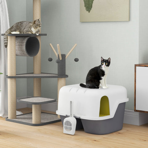 Rootz Cat Litter Box with Lid - Lockable & Easy to Clean - Covered - 50cm x 50cm x 39cm