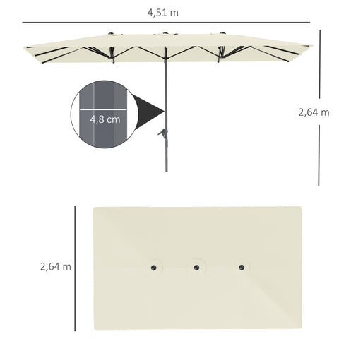 Rootz Double-Sided Umbrella - Parasol - Sunshade - UPF50+ Protection - 451cm x 264cm - Aluminum Mast