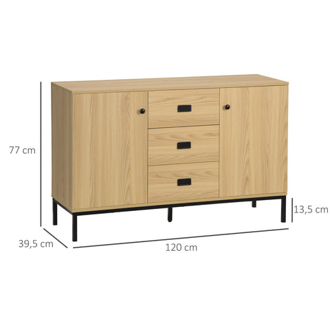 Rootz Buffet Storage Cabinet - Sideboard - Credenza - Contemporary Style - Adjustable Shelves - 120L x 39.5W x 77H cm
