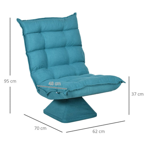 Rootz Floor Chair - 360° Rotating Lounge Chair - Adjustable Backrest - Thick Padding - Linen-Look Cover - Steel Frame - 62cm x 70cm x 95cm