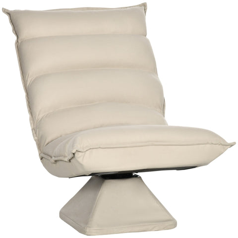 Rootz Floor Seat Cushion - Floor Chair - Rotating Chair - Breathable Cover - 62cm x 70cm x 95cm - Beige - Steel Frame - Tufted Design