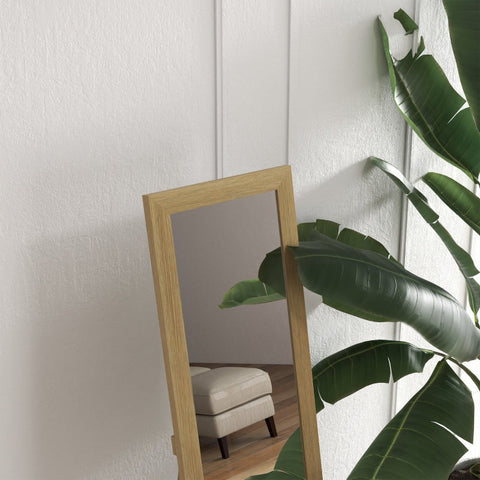 Rootz Tall Mirror with Frame - Floor Mirror - Full-Length - High Resolution - 37x3.8x157cm (Folded), 37x40x155cm (Open) - Antique Wood Finish