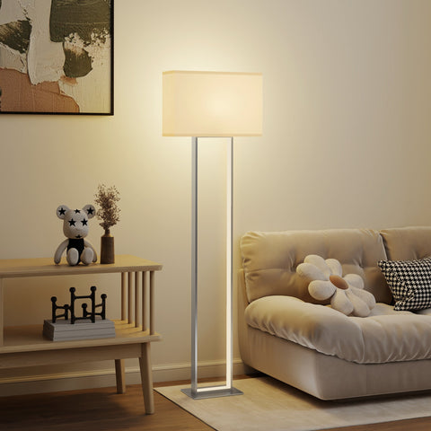 Rootz Modern Floor Lamp - Standing Light - Layer Lamp - Adjustable Brightness - White Linen Look - 45L x 150H x 150H cm