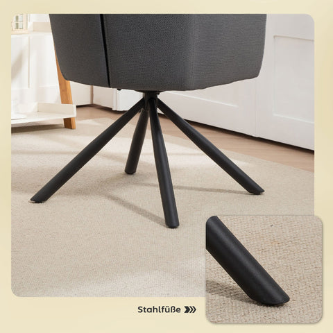 Rootz Padded Dining Chair - Kitchen Chair - Armrest Chair - Thick Padding, Metal Legs, Grey - 57cm x 93cm