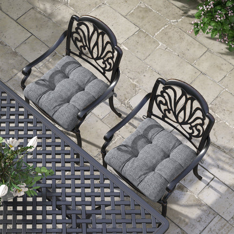 Rootz 4 Piece Set Garden Chair Cushions - Quilted Pillow - Foam Cushions - Comfort - 48l x 48b x 10h cm Grey