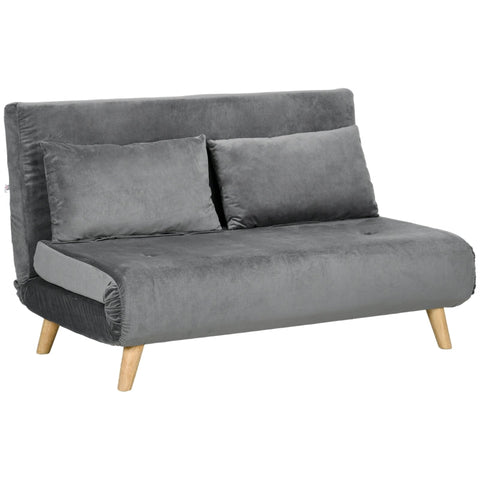 Rootz Velvet Sofa Bed Chair - Sleeper Chair - Recliner - Breathable Fabric - 130cm x 78cm x 79cm - Gray