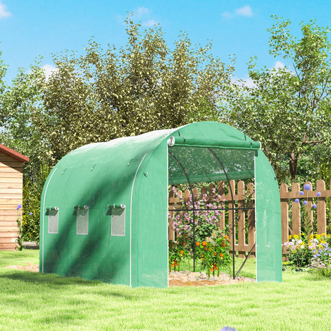 Rootz Garden Tunnel Greenhouse - Plant Shelter, Weather Protection - 1 Door + 2 Roll-up Walls - 296cm x 196cm x 200cm