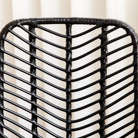 Rootz Dining Room Chairs - Accent Chairs - Boho Style - Kitchen Chairs - Steel Legs - Modern Design - PE Rattan+steel - Black - 44L x 58W x 85H cm