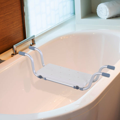 Rootz Bath Chair - Shower Stool - Adjustable Hanging Seat - Easy Entry/Exit - 73-83L x 22W x 18H cm Aluminum HDPE White
