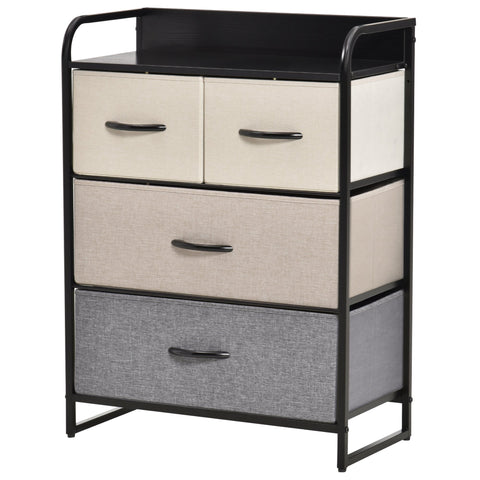 Rootz Storage Cabinet - Chest of Drawers - Fabric Organizer - Durable & Versatile - 58 x 29 x 78.5 cm - Black, Grey