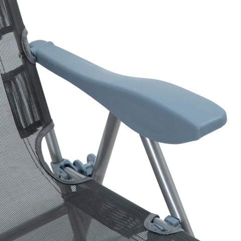 Rootz Opvouwbare Tuinstoel - Zonnebank - Ligstoel - Campingligstoel - Weerbestendig - Polyester - Grijs + Zilver - 63cm x 81cm x 108cm