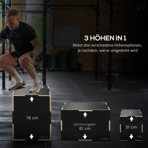 Rootz Wooden Plyometric Jump Box - Crossfit Jump Trainer - Box Jump Equipment - Beech Wood - 76cm x 61cm x 51cm