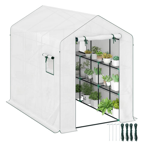 Rootz 3m² Garden Greenhouse - Plant Shelter - Plant Conservatory - UV Resistant - 143 x 215 x 190cm