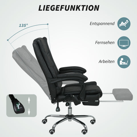 Rootz Massage Office Chair - Executive Chair - Ergonomic Seats - Massage Function - Black - Includes Footrest - Adjustable Height - 64cm x 70cm x 118cm