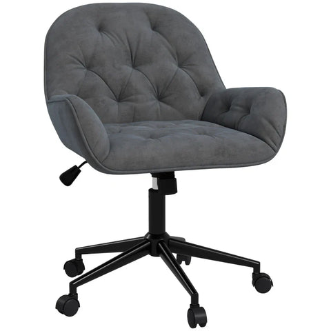 Rootz Office Chair - Desk Chair - Computer Chair - Height Adjustable - Velvety Polyester - Velvet Look - Gray - 60W x 61D x 81-91H cm