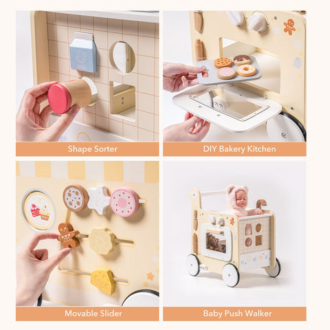 Rootz multifunctionele babywalker - vakantiebuswalker - avontuurlijke babywalker - interactieve verkenning - onbeperkte mogelijkheden - eenvoudig te monteren - 45,5 x 35,5 x 51 cm - hoogwaardig kunststof en hout