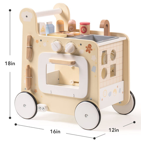 Rootz multifunctionele babywalker - vakantiebuswalker - avontuurlijke babywalker - interactieve verkenning - onbeperkte mogelijkheden - eenvoudig te monteren - 45,5 x 35,5 x 51 cm - hoogwaardig kunststof en hout